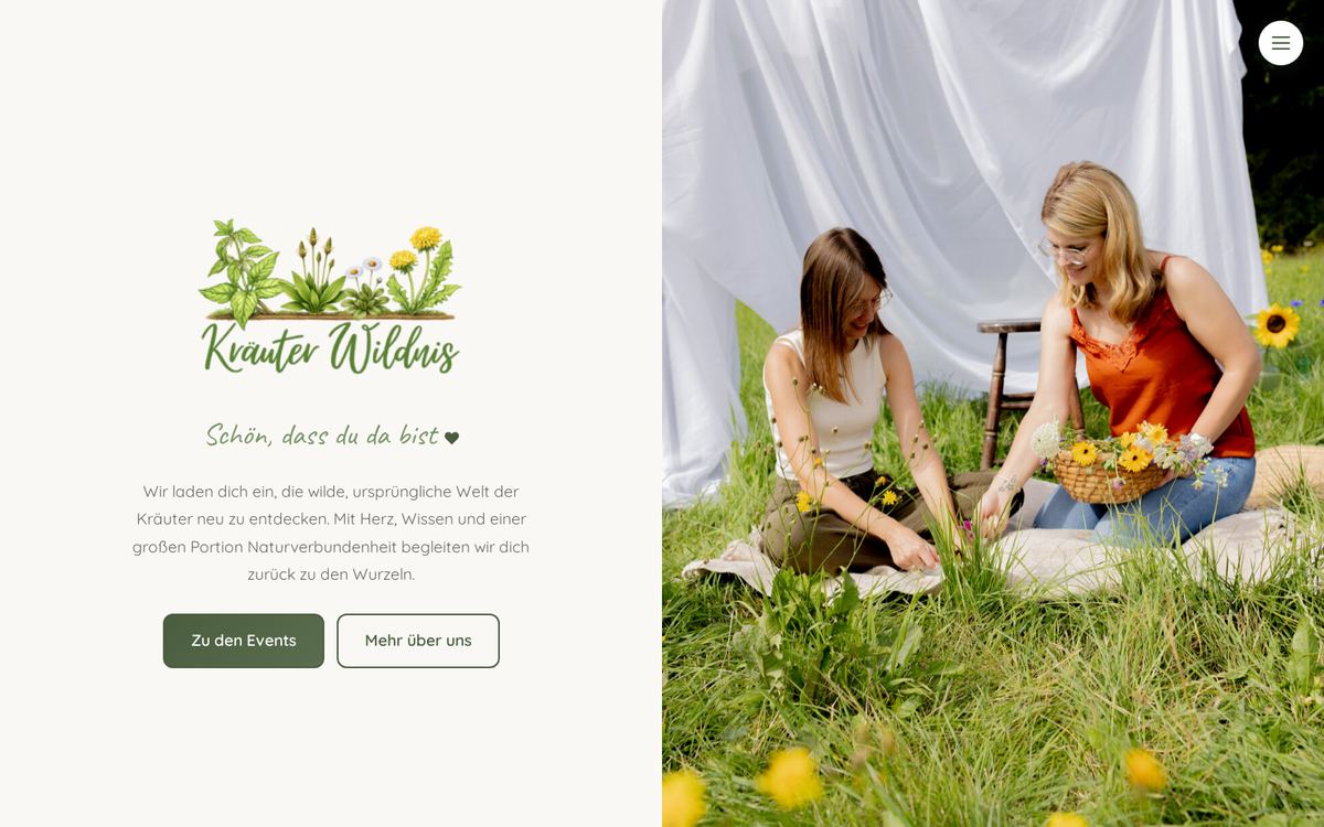 Startseite der Website Kräuter Wildnis